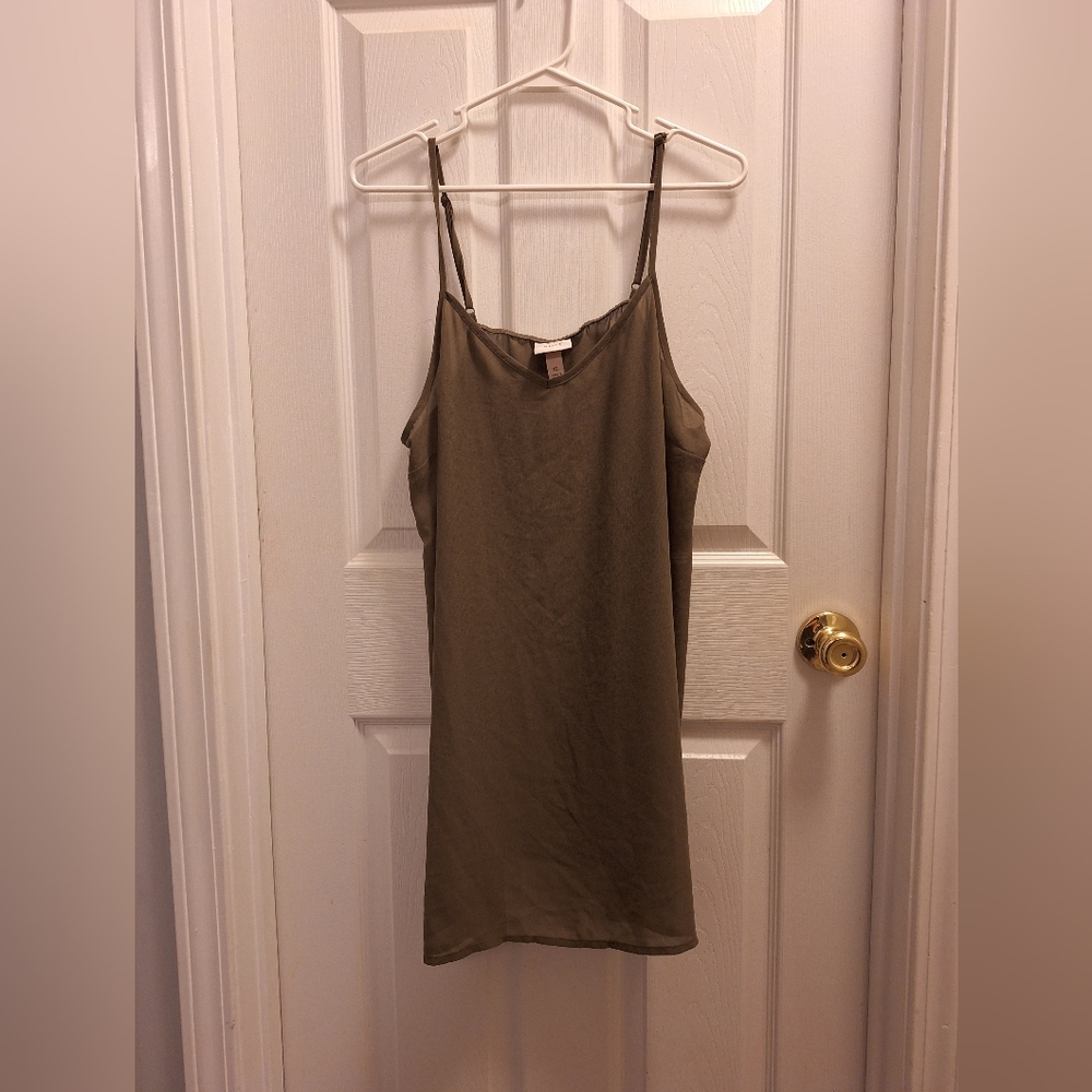 Women's Knox Rose‎ sheer slip dress Size XL army green like new.